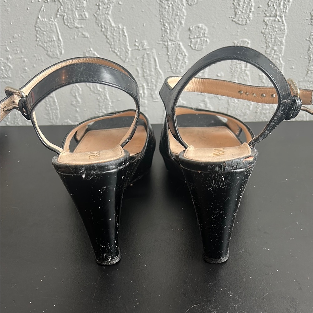 Prada Black Sandals with Ankle Strap and Chunky Heel - Picture 4 of 6